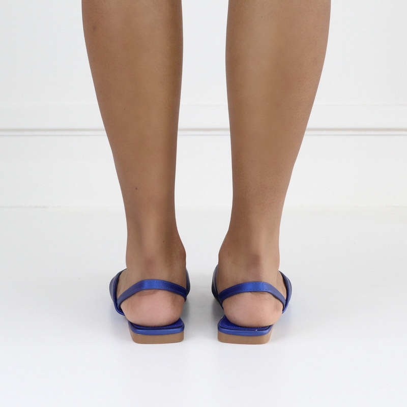 Erina pointy sling back pump with a trim royal blue