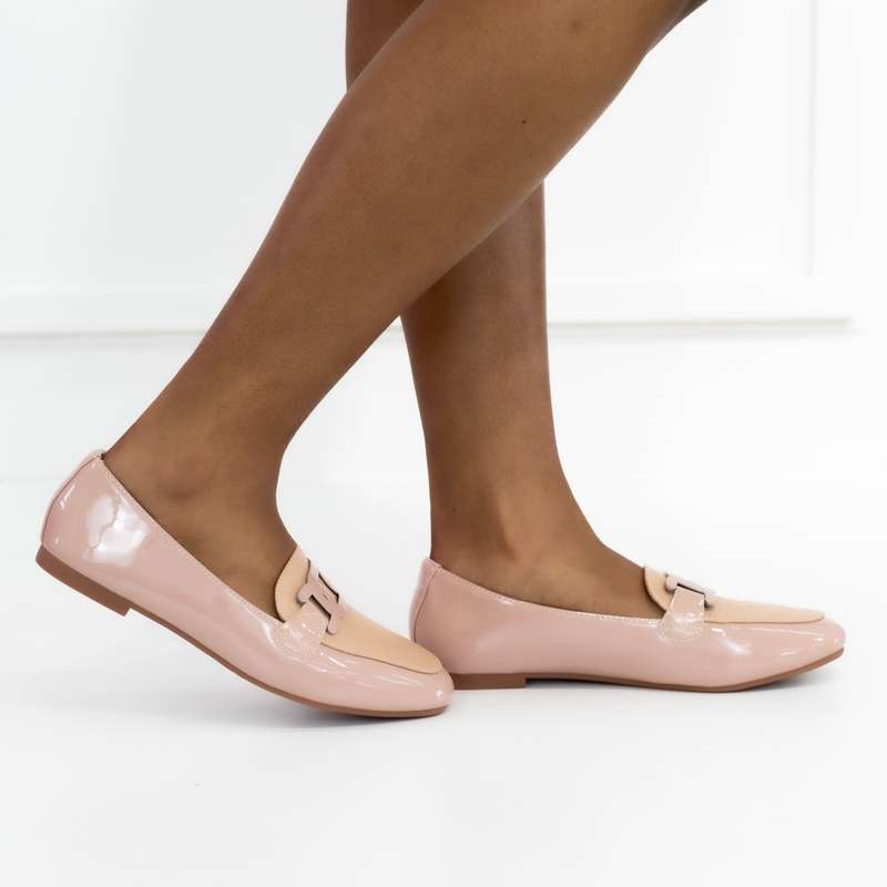 Ofelia moc with matching link trim pink