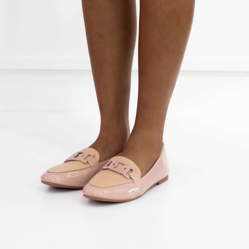 Ofelia moc with matching link trim pink