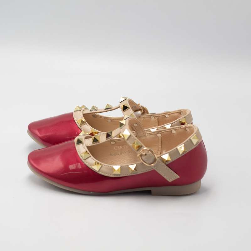 Caria inf girls dress pump with studded detail red