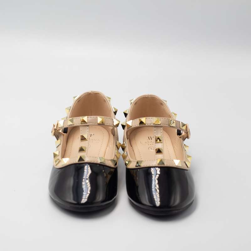 Caria girls dress pump with studded detail black