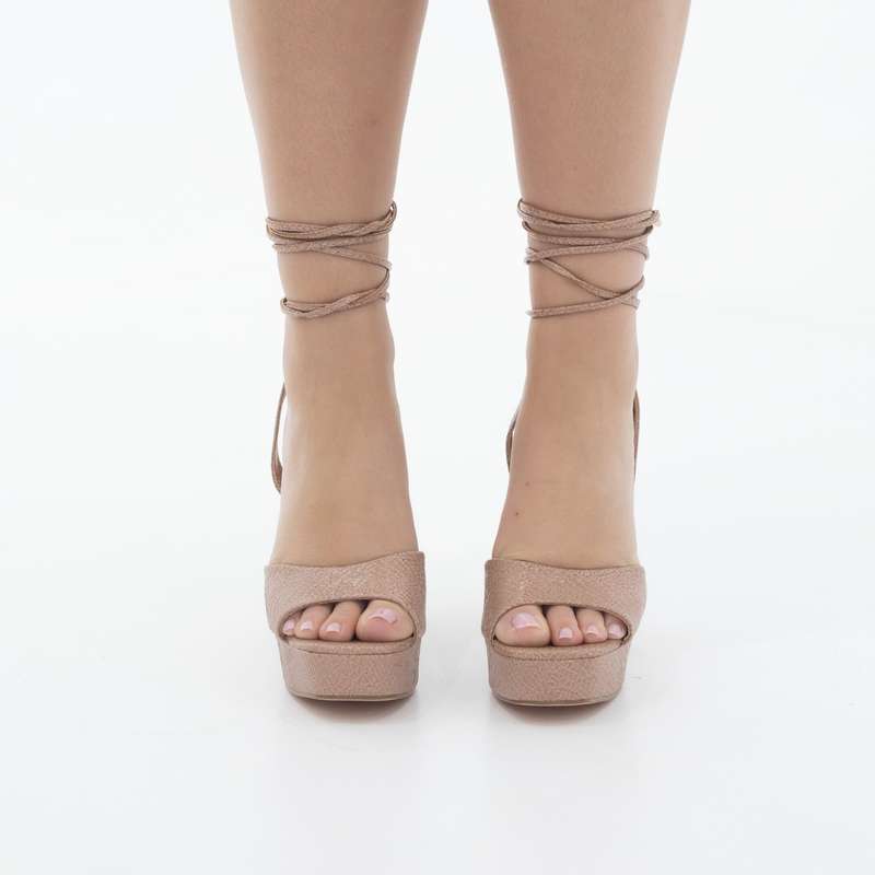 Albinka platform Funky one band tie up sandal nude