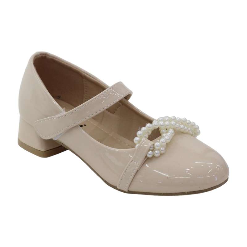 Esana infant girls dress pump with twisted pearls detailed beige