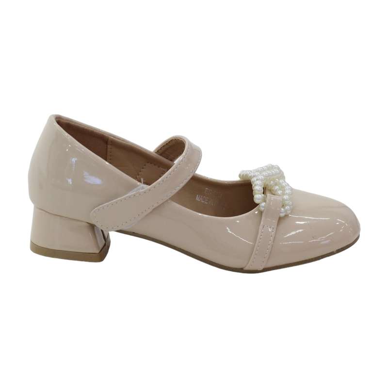 Esana infant girls dress pump with twisted pearls detailed beige