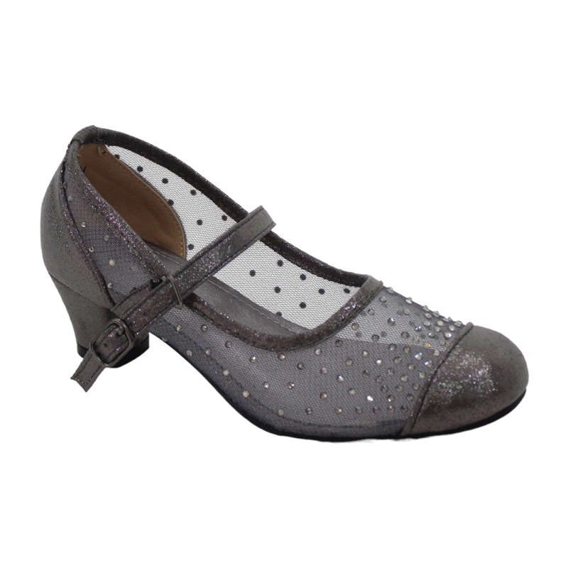 Jihan girls mesh diamond dress pump pewter