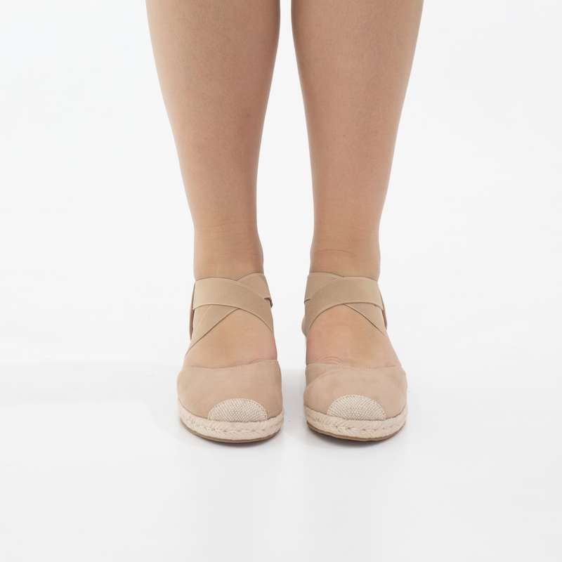 Hype 5.5cm wedge espadrille with elastic camel