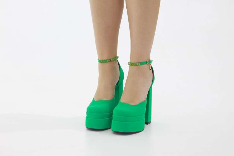 Trixie open waist high 14.5cm heel platform green
