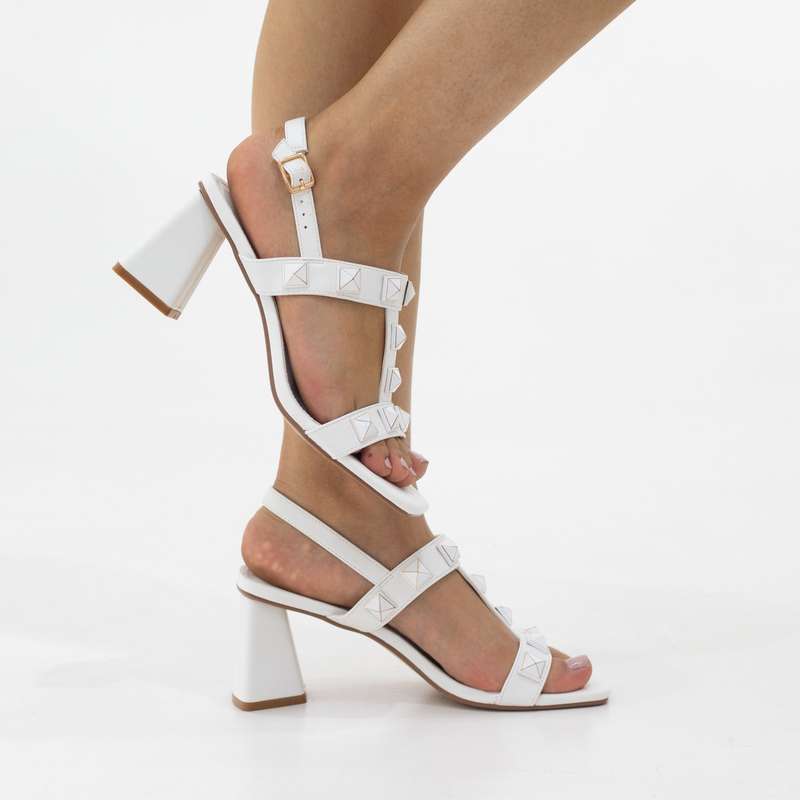 Ralos edgy studded straps 7cm block heel sandal