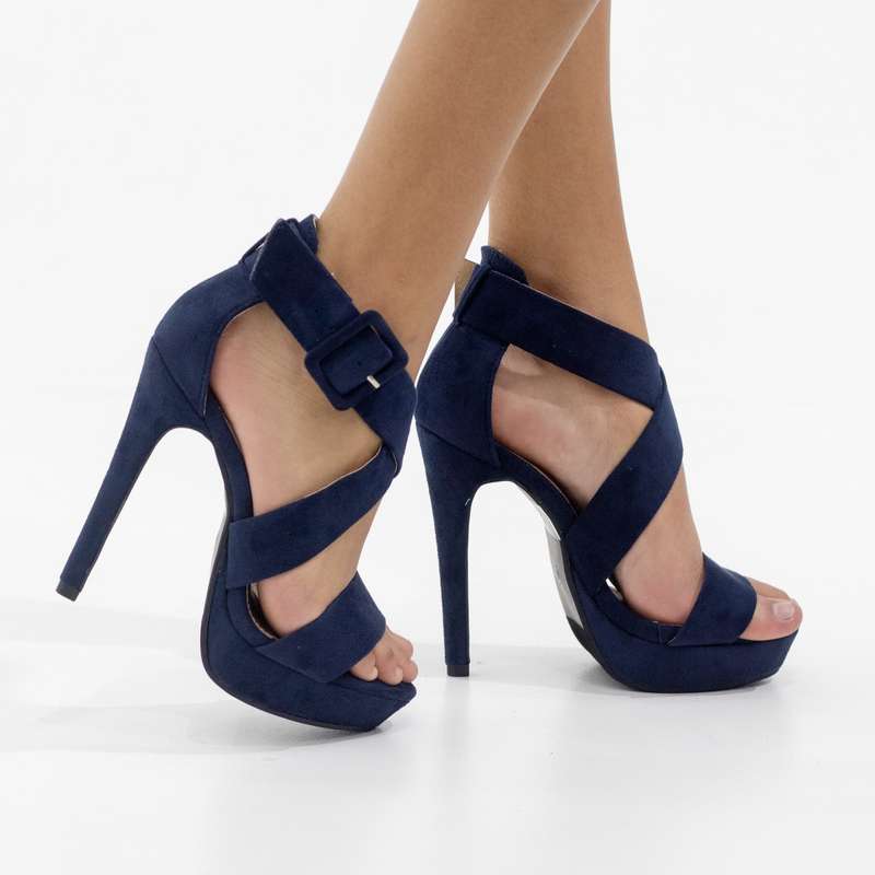 Cake 13cm high heel micro fibre sandal navy
