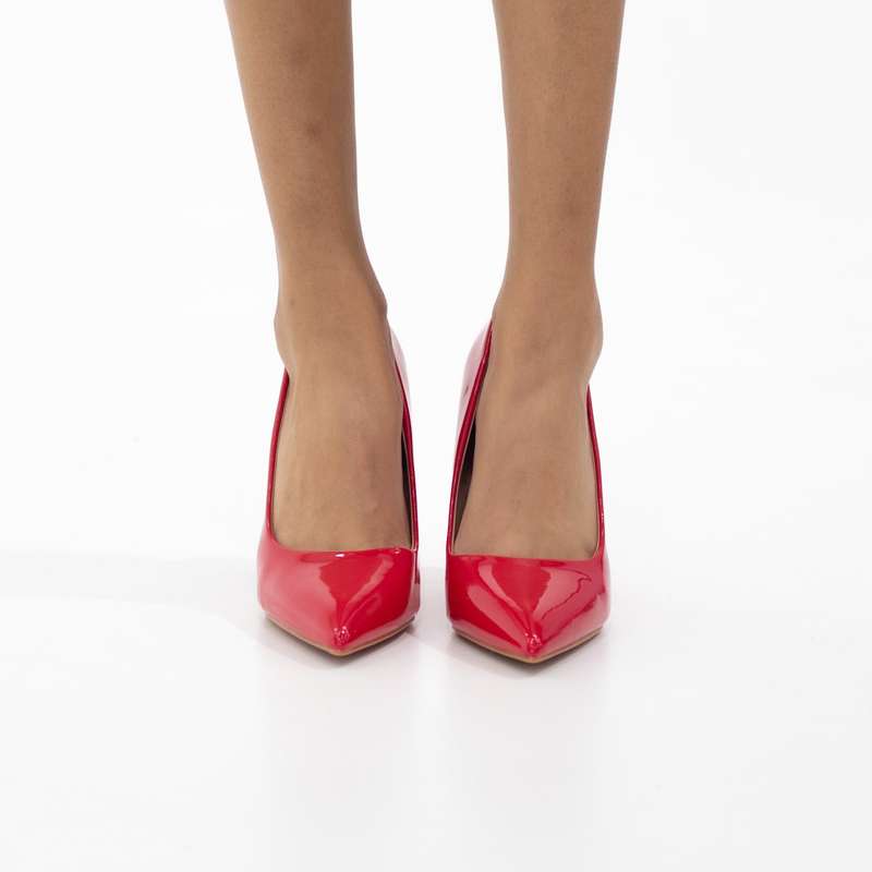 June 10cm sleek stiletto heel court shoes red