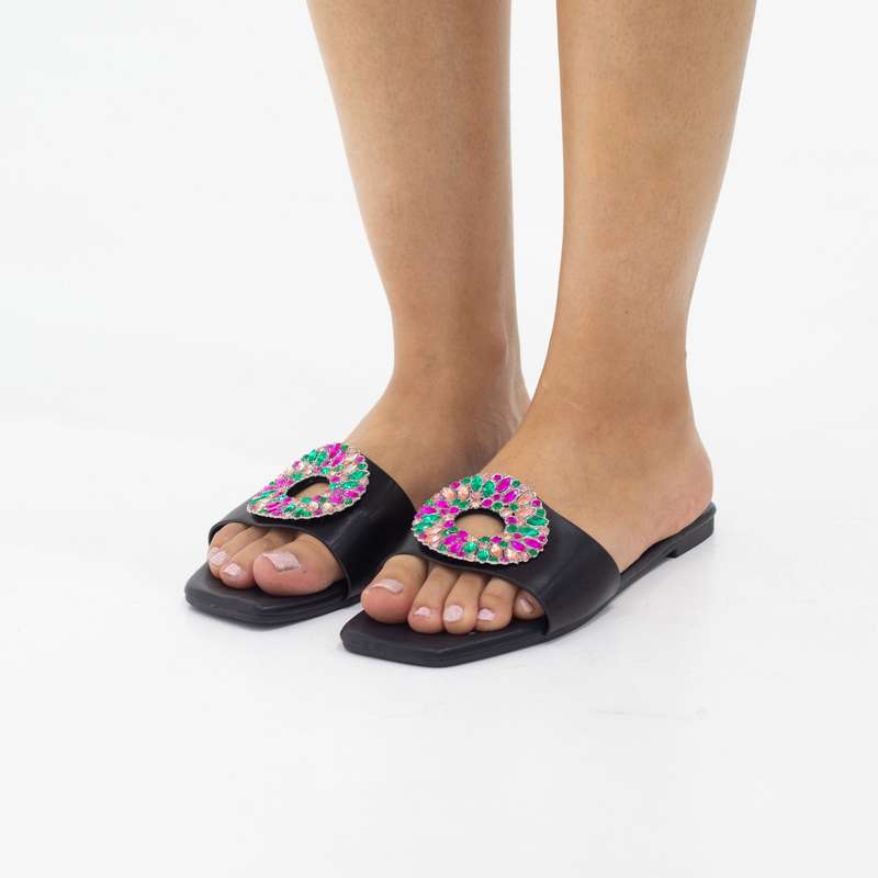Joan glam rhinestone embellished flat slip-on sandals