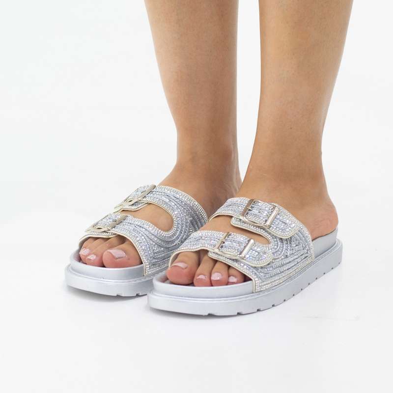 Agatha double band diamante slide