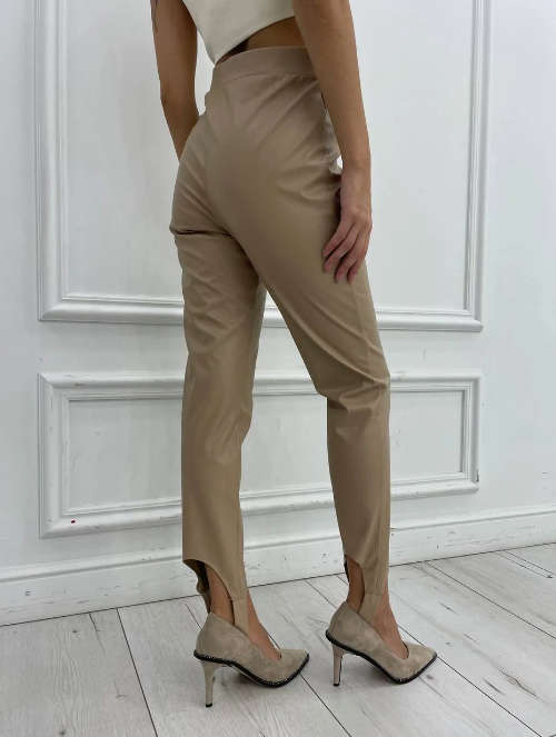 Kasy stirrups vegan leather legging beige