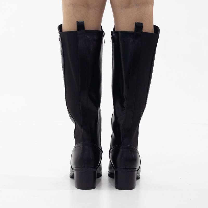 Yada knee high with elastic mat back boots 6cm heel black