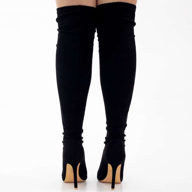 Ego micro mat thigh high 10.5cm heel boot black