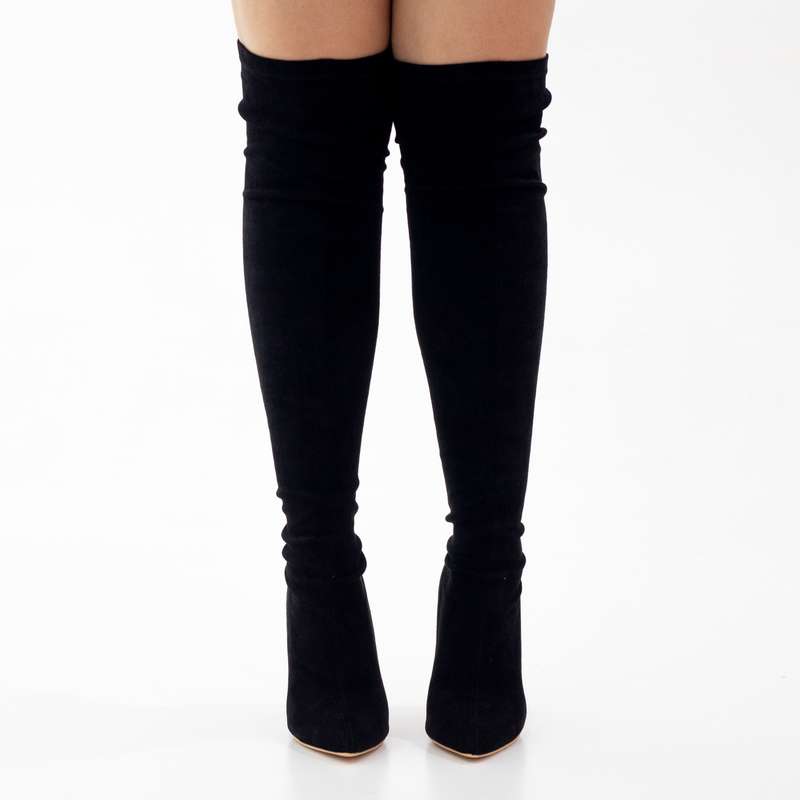 Ego micro mat thigh high 10.5cm heel boot black