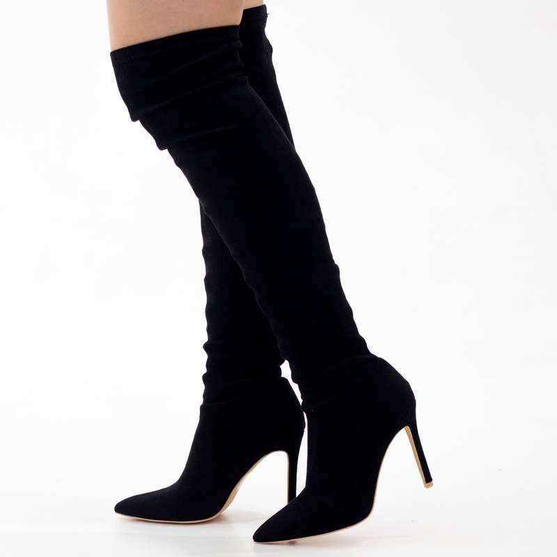Ego micro mat thigh high 10.5cm heel boot black
