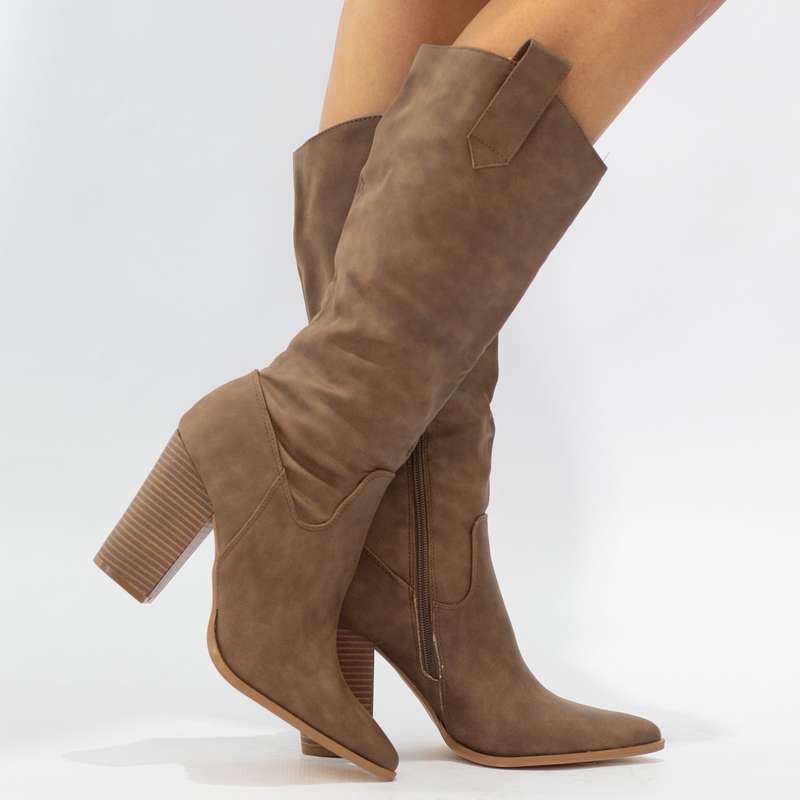 Savannah 9.5cm brushed pu Cowboy LA08-22 Boot brown