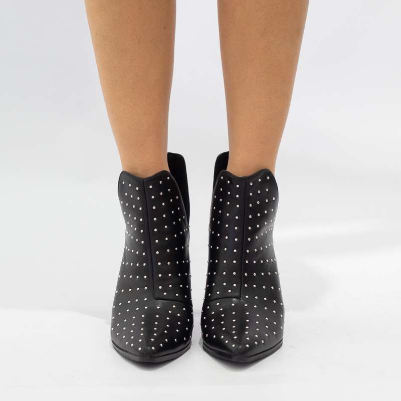 Genesis 10cm block heel LA08-16 diamante-detailed ankle boot black