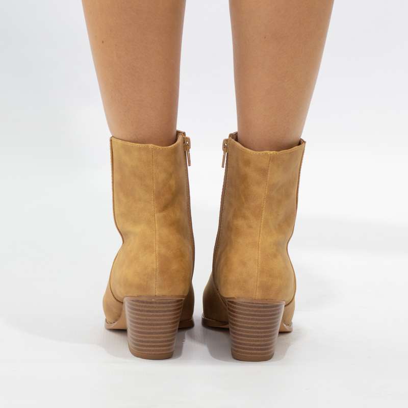 Noelle 6cm block heel LA08-18 NUBUCK ankle boot camel