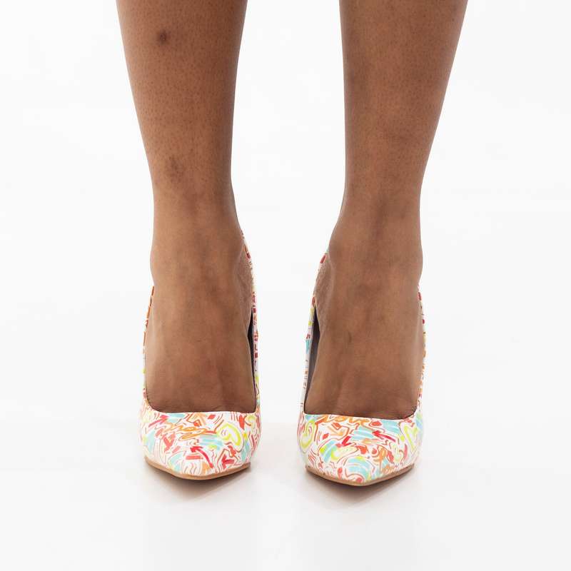 Ayushi graffiti 11.5cm high heel court white