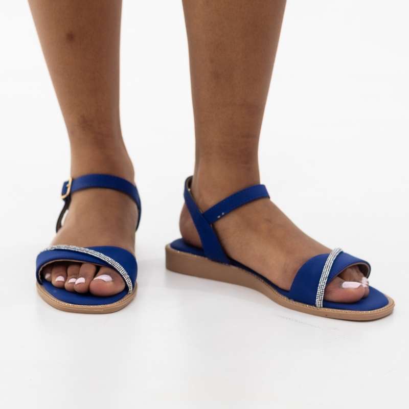 Meiro soft padding ankle strap sandals navy