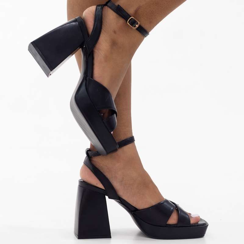 Udoka one band sandal on 7.5cm platform heel black