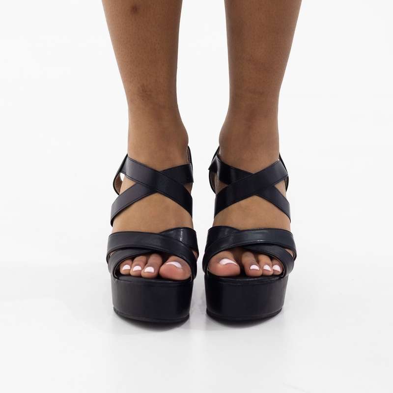 Ulalia strappy 11cm wedge sandals black