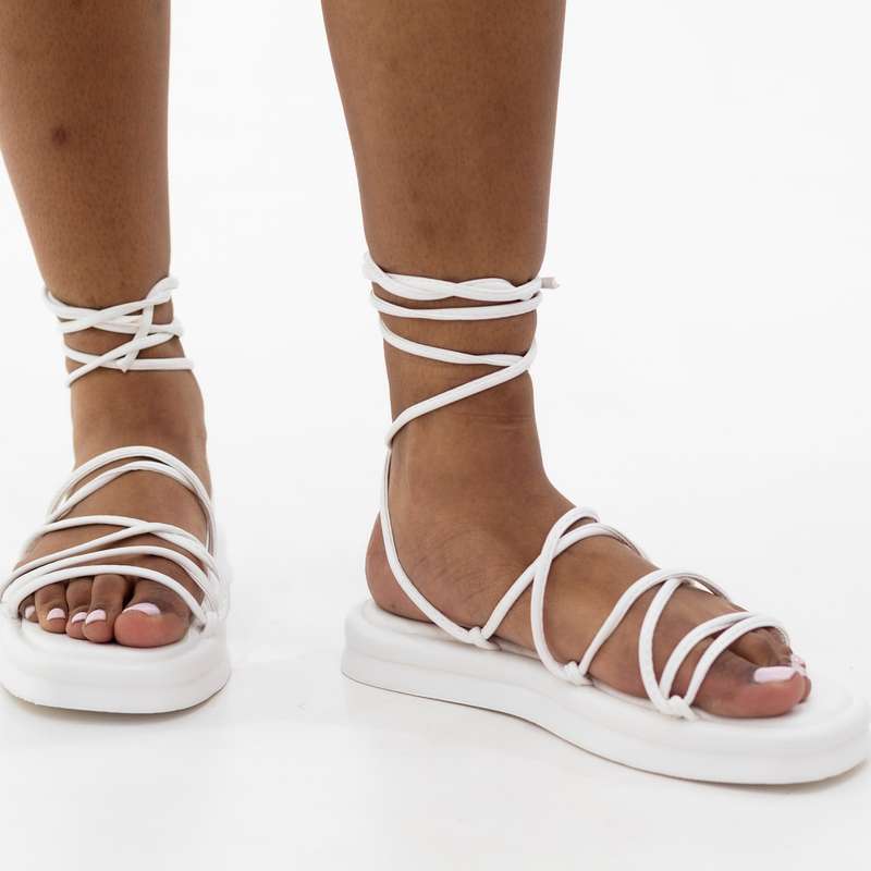 Ulka strappy flat foam sandal white