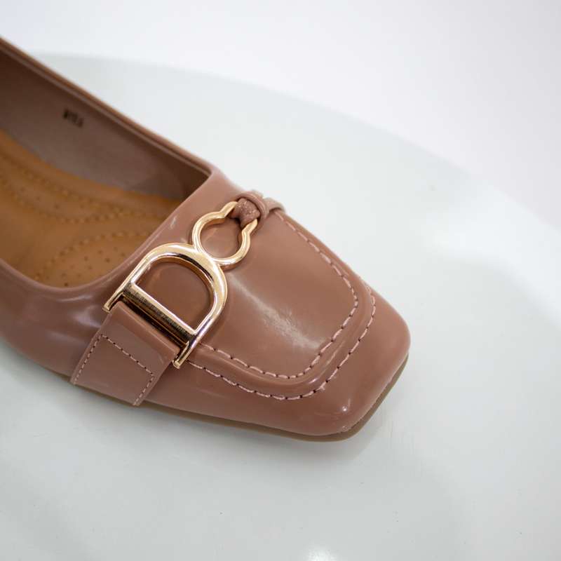 Myra gold DG trim faux leather pump shoe blush