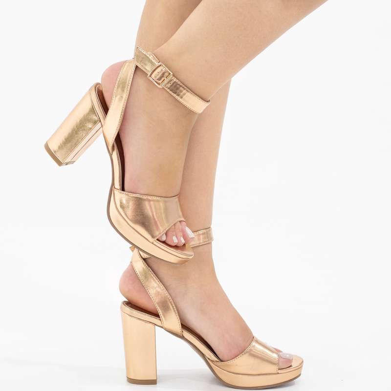 Cherish one band sandal on 9cm platform heel Rose Gold