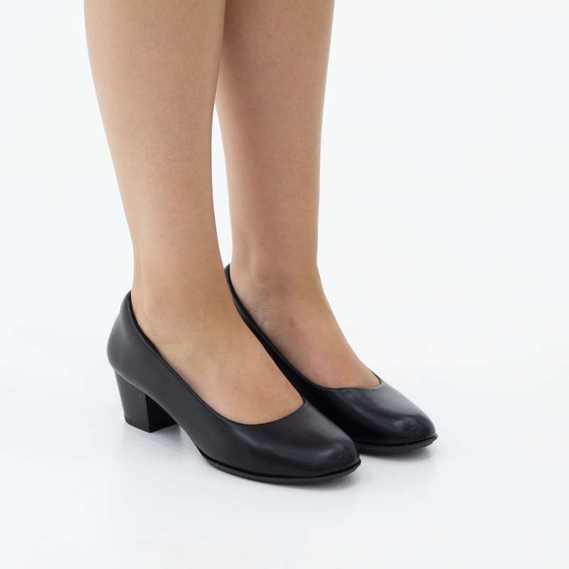 Elina comfy 5.5cm block heel pu court shoe
