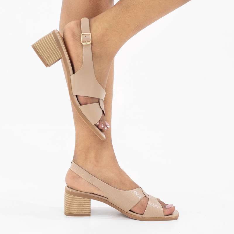 Lanu 5cm block heel pu sandal beige