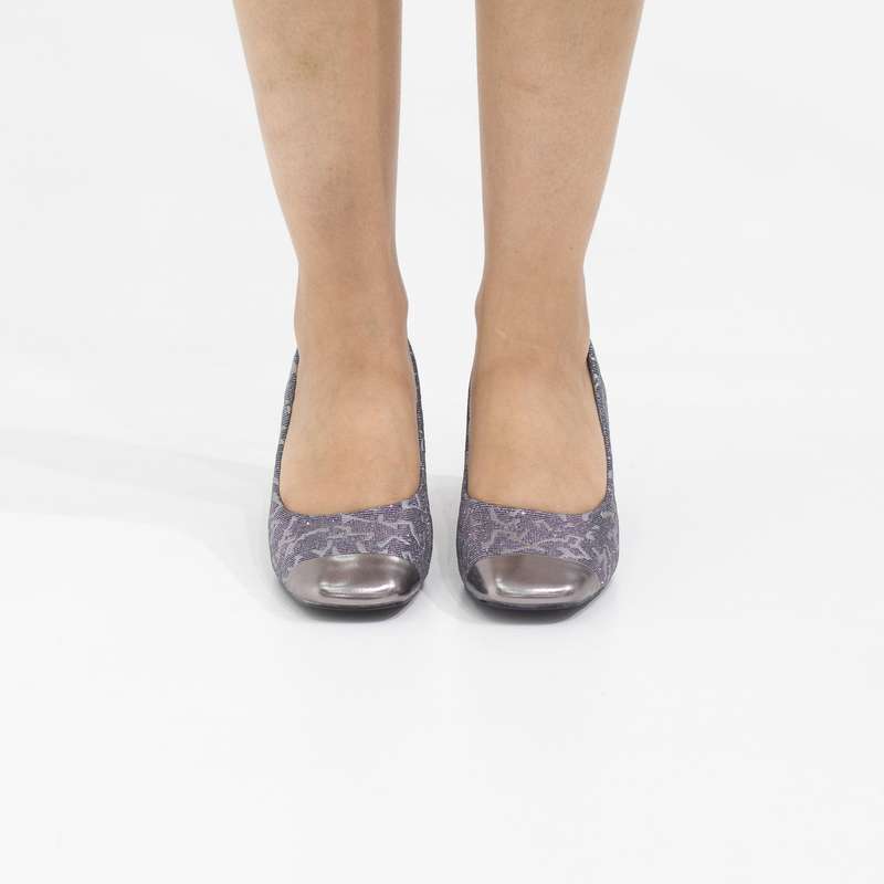Delilah comfy 5cm heel pointy court shoe pewter