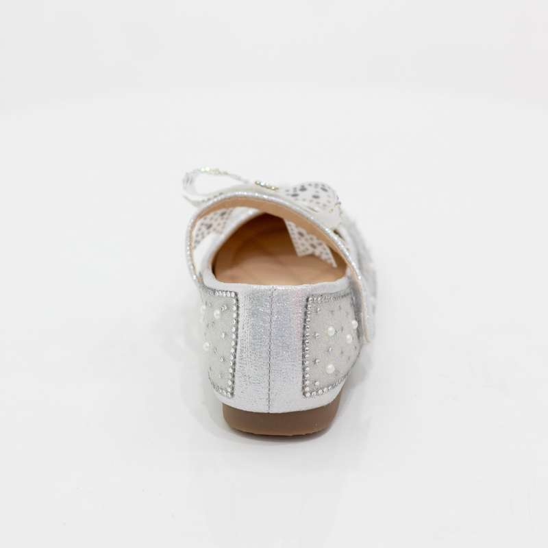 Pabla infant girls diamante pump with bow belt white