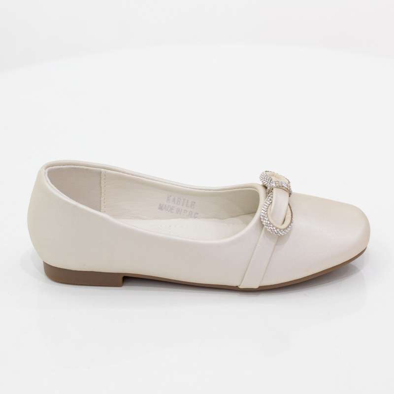Kabile girls dress diamond trim pump pearl white