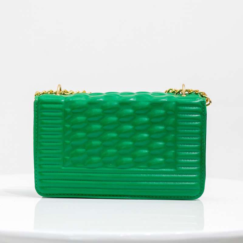 Ilka weaved gold chain convertible handbag green