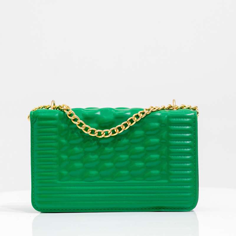 Ilka weaved gold chain convertible handbag green