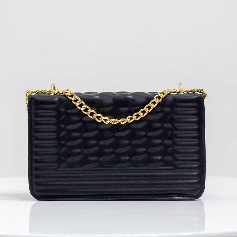 Ilka weaved gold chain convertible handbag black