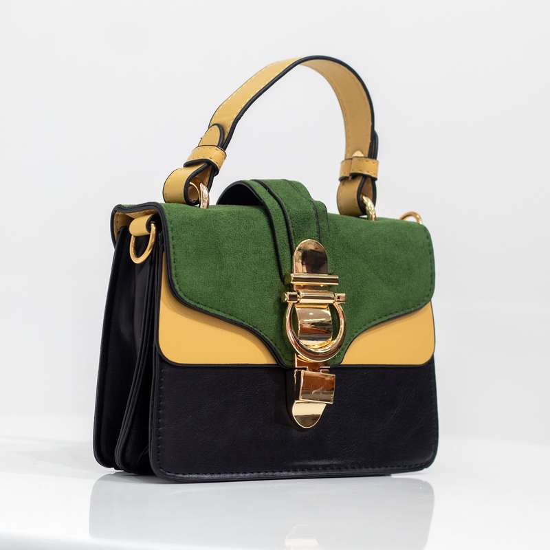 Yasti multi-color faux leather hand bag green