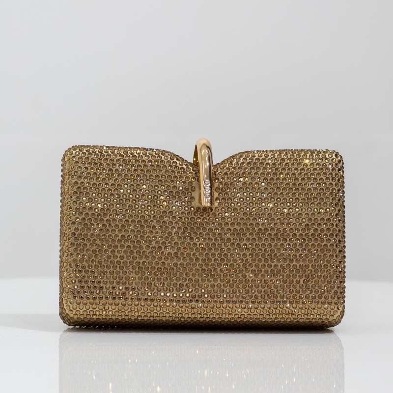 Xamira capsule diamante hook clutch bag gold