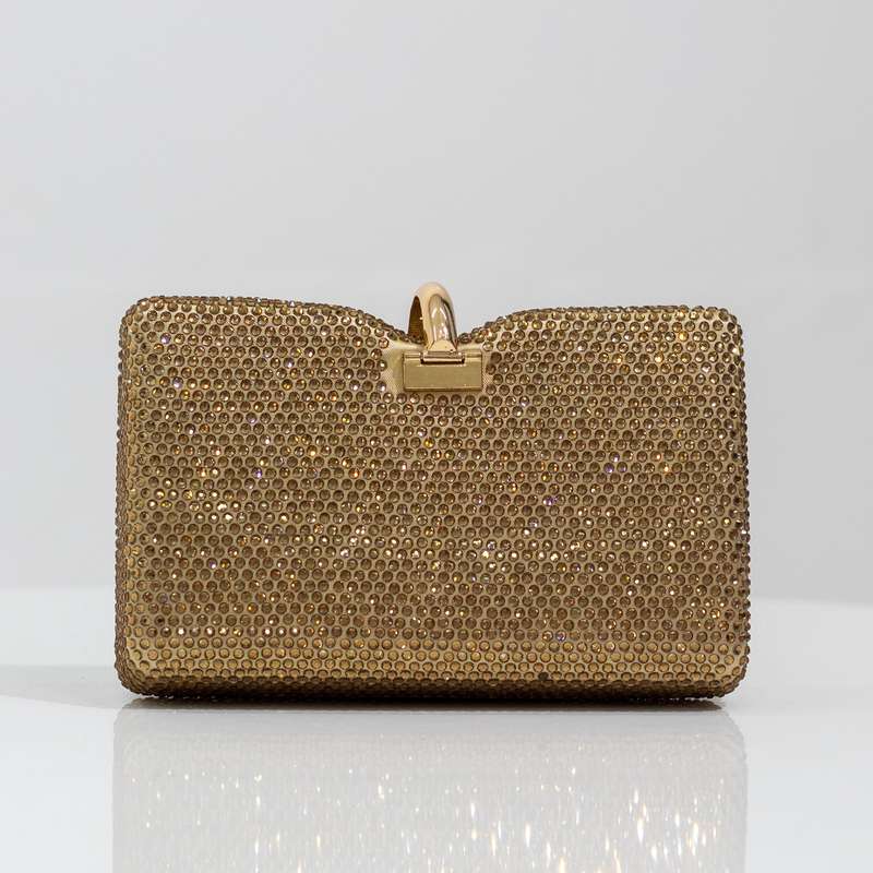 Xamira capsule diamante hook clutch bag gold