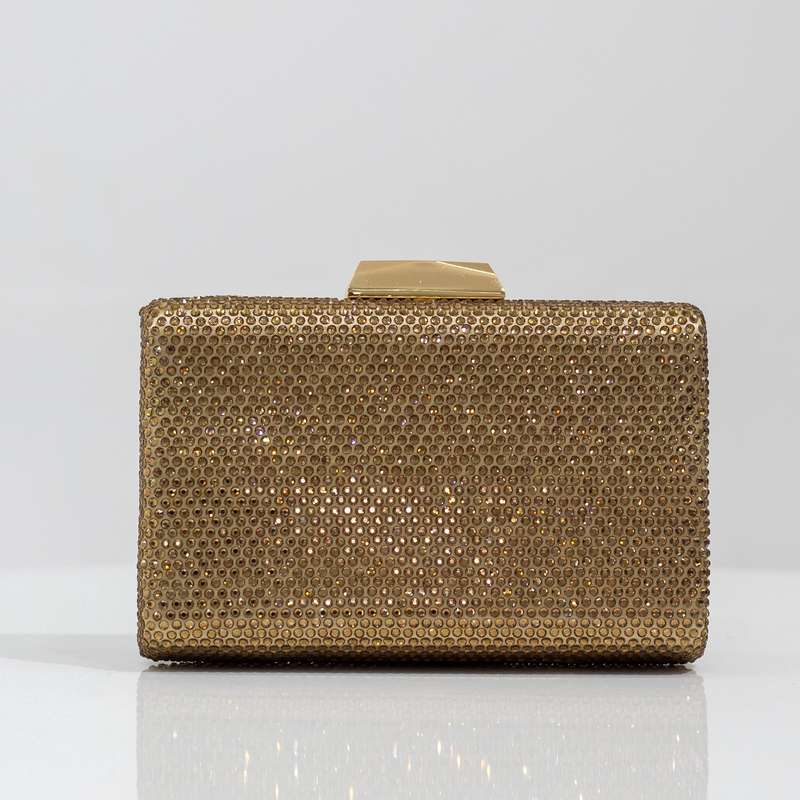 Pamela capsule clasp diamante clutch bag gold
