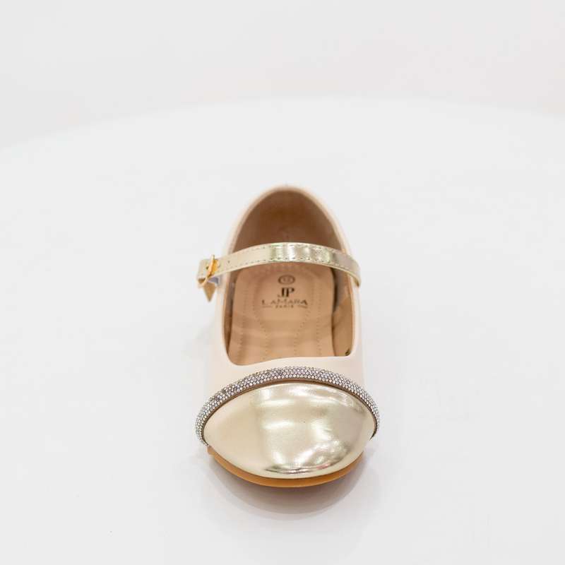 Kacia 2-toned infant girls dress pump gold and beige