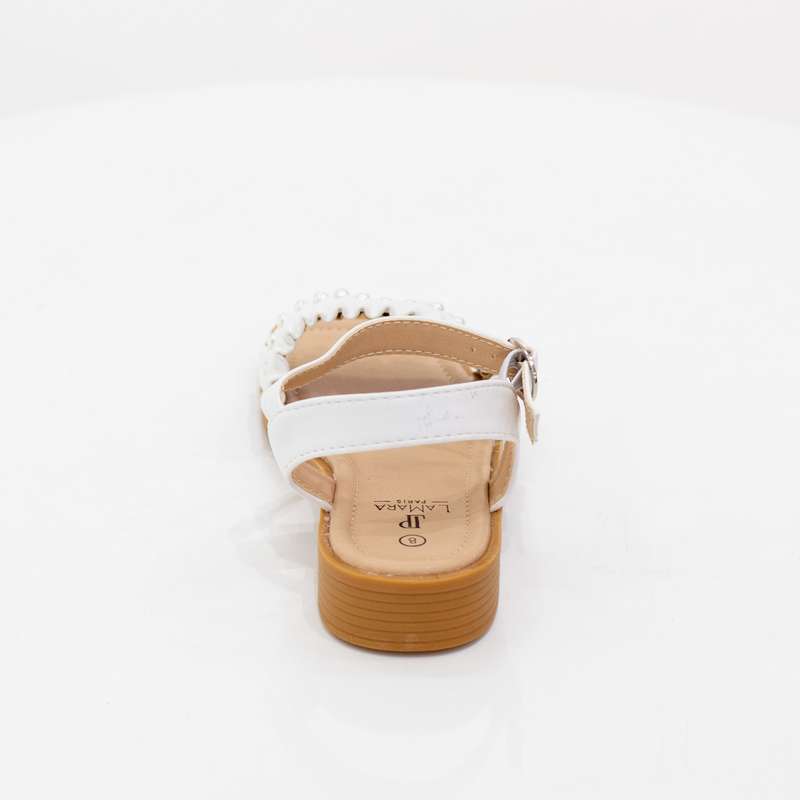 Kaila infants girls ankle strap weaved sandals white