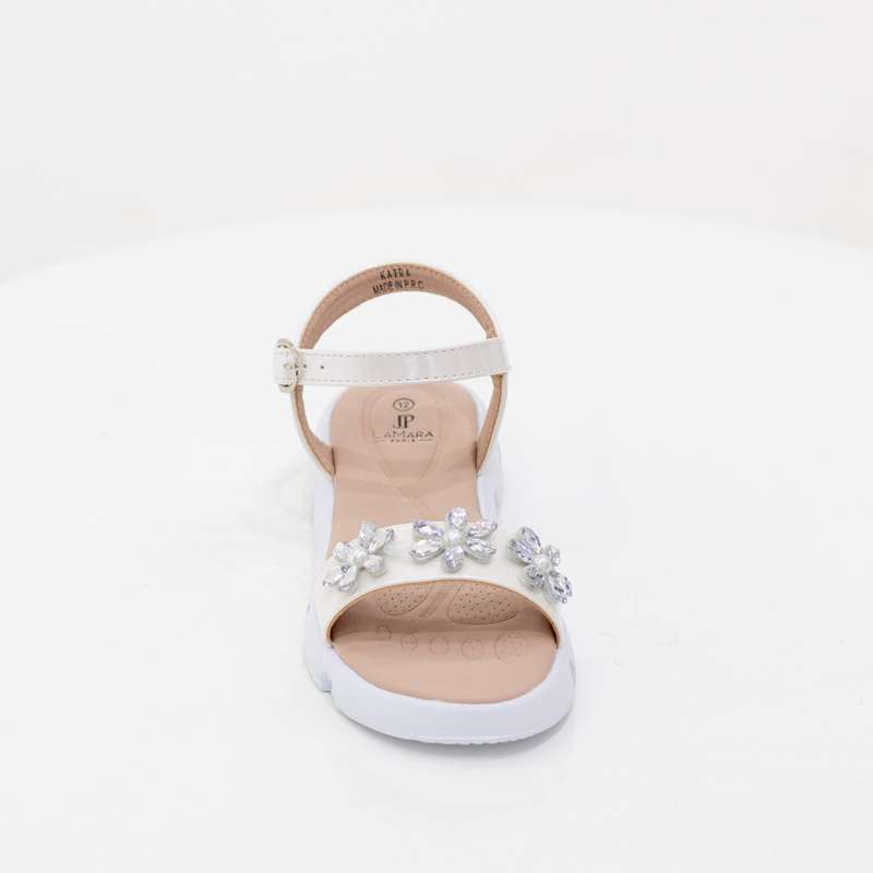 Kaira girls one band diamante ankle strap sandals white