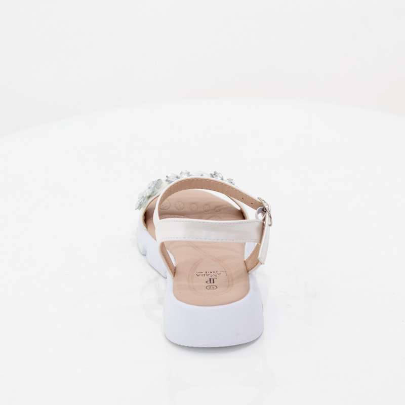 Kaira girls one band diamante ankle strap sandals white