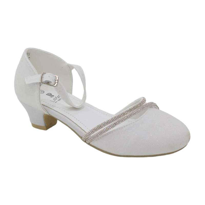 Kaimana girls diamante belt detailed dress pump white