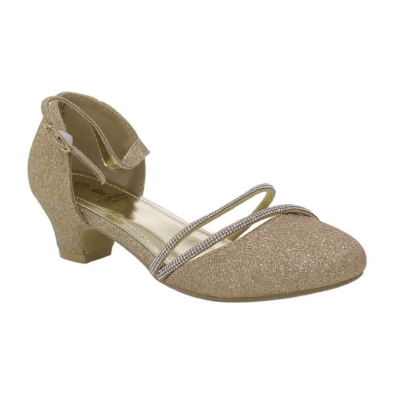 Kaimana girls diamante belt detailed dress pump gold