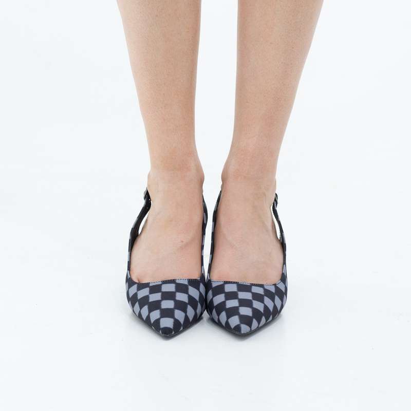 Kalina 7.5cm heel argyle open waist sling back blue